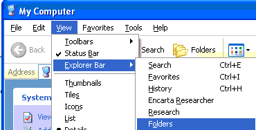 Opening the Folders bar